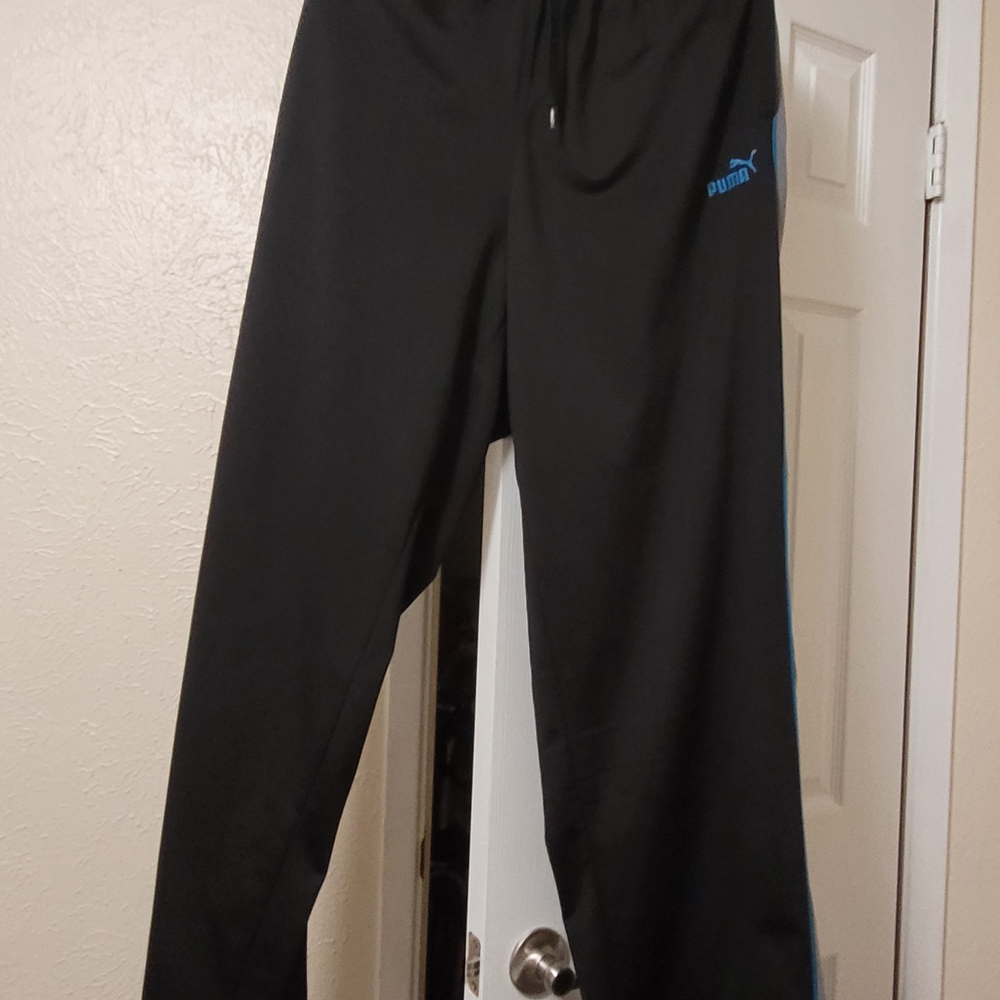 Puma Black Track Pants with Blue Logo - Picture 5 of 5